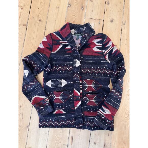 LRL RALPH LAUREN JEANS Aztec Jacket Blazer Size Small Button Cardigan Sweater - Picture 1 of 9